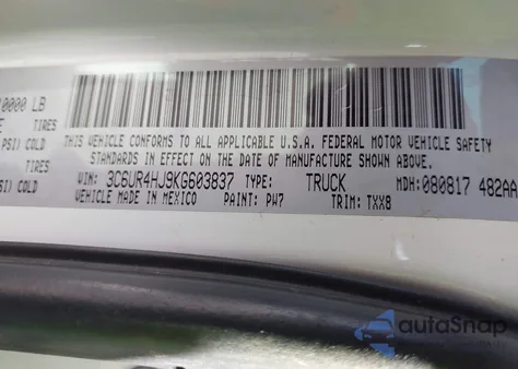 2019 Ram 2500 Tradesman 4X2 8' Box из США, поврежденный, VIN 3C6UR4HJ9KG603837